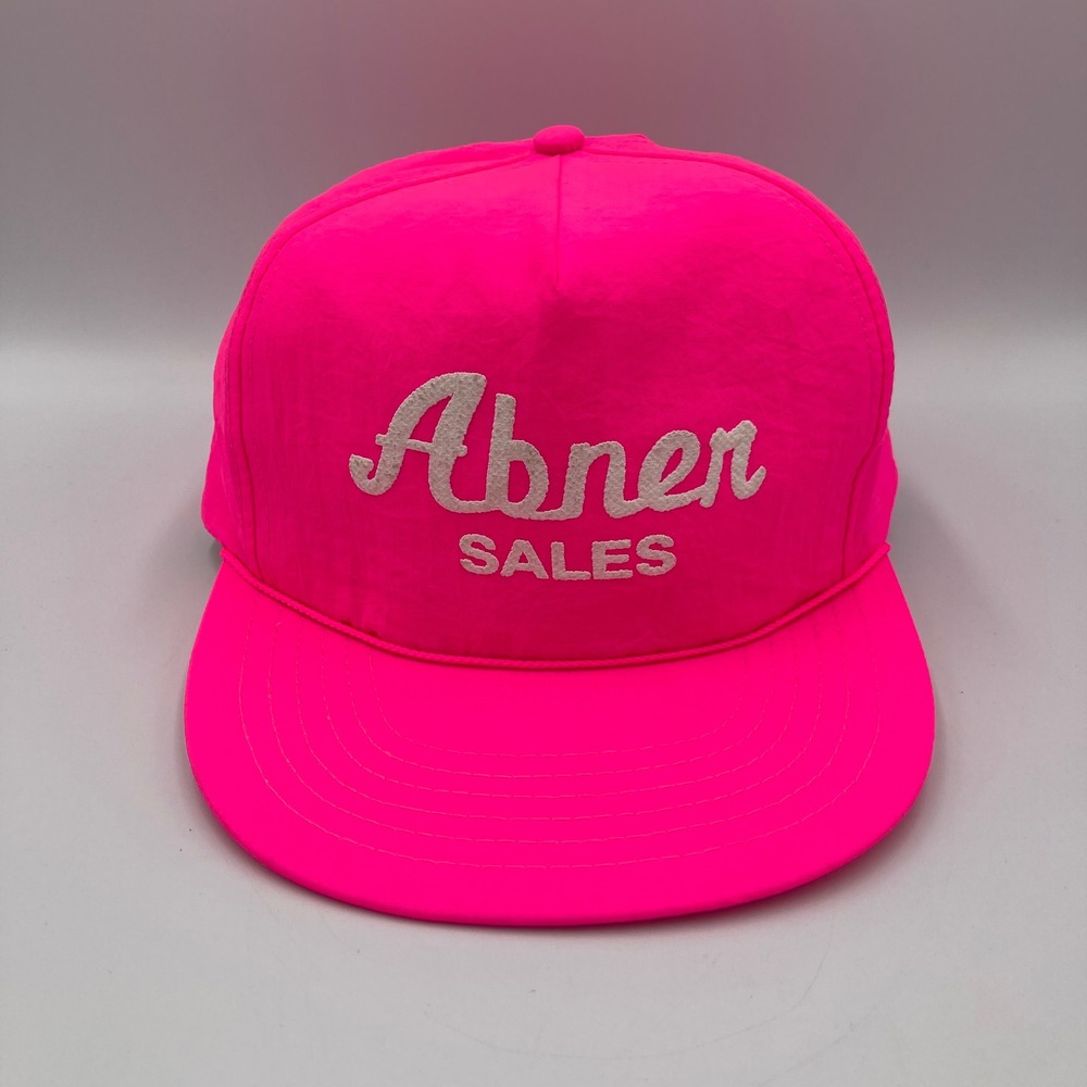 Vintage Nylon‎ Neon Pink Abner Sales Snapback Hat Adult One Size Fits All